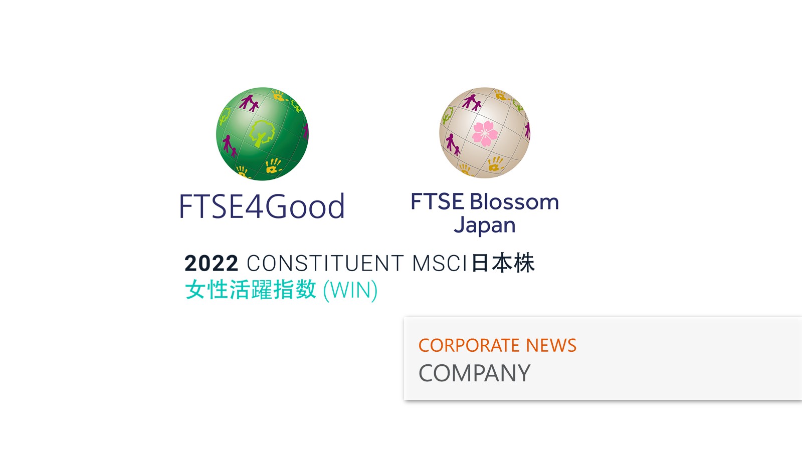 社会的責任投資の代表指数 「FTSE4 Good Index Series」および「MSCI日本株女性活躍指数（WIN）」の構成銘柄に6年連続で選定 サムネイル画像