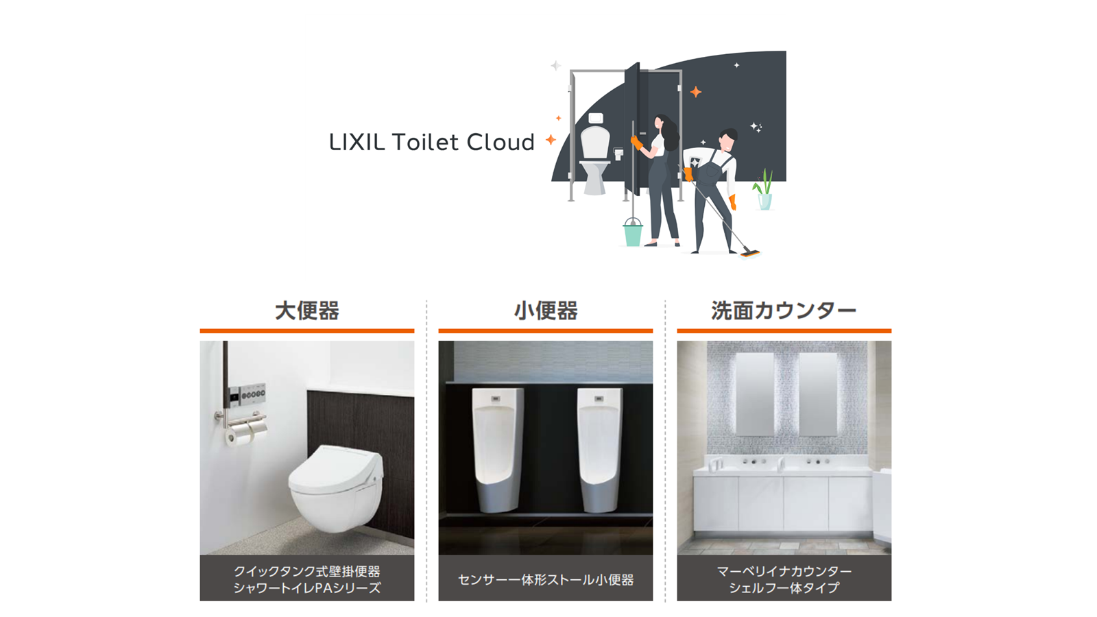 パブリックトイレの清掃・メンテナンス業務をDX刷新する「LIXIL Toilet Cloud」 IoT対応の衛生器具を新たにラインアップし、機能が大幅アップグレード サムネイル画像